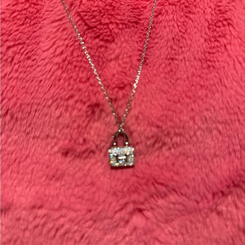 Elegant Silver Handbag Pendant Necklace